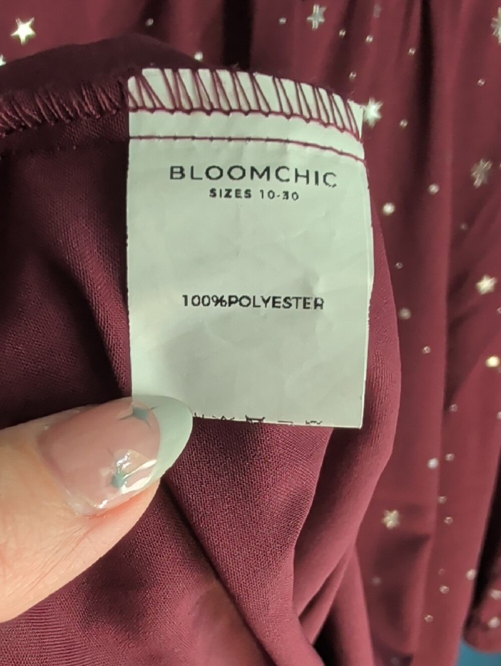 Bloom Chic Plum Star & Moon Print Long-Sleeve Blouse XXL - Picture 6 of 7